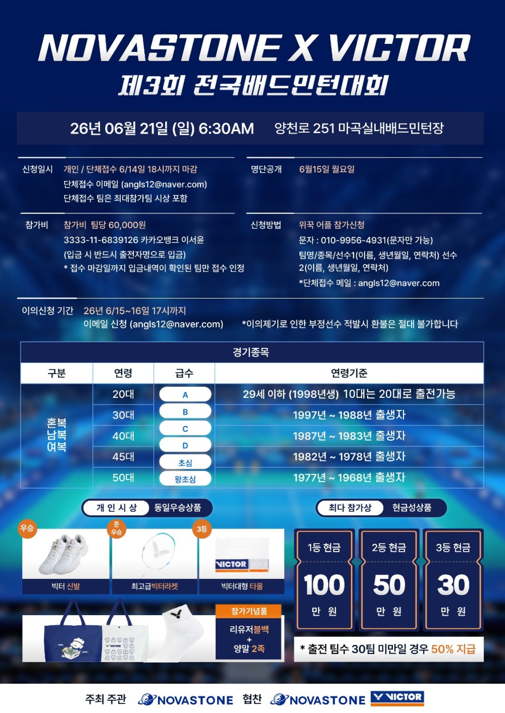 제3회 노바스톤X빅터 전국 배드민턴대회